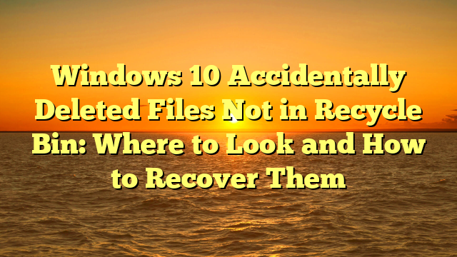 Windows 10 Accidentally Deleted Files Not in Recycle Bin: Where to Look and How to Recover Them